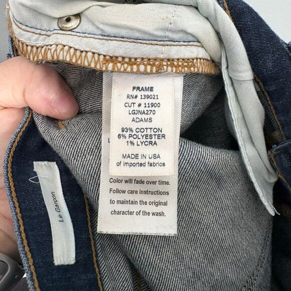 Frame Denim Le Garcon Dark Wash Distressed Boyfriend Jeans - Size 25 - Mid Rise - Picture 8 of 10